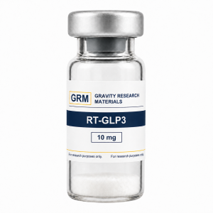 RT-GLP3 10 mg vial with the revised white, navy and yellow GRM label